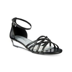 EASY STREET ALIVE AT 5 Womens Black Wedge Tarrah Toe Wedge Sandals Shoes 6.5 M